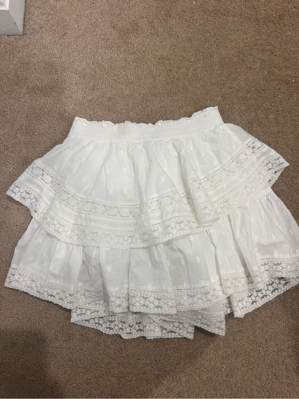 American Eagle Outfitters White Tiered Lace Skater Skirt